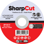 SharpCut Cutting Discs 1.2mm Ultra Thin 4 1/2" 115mm Angle Grinder Disc