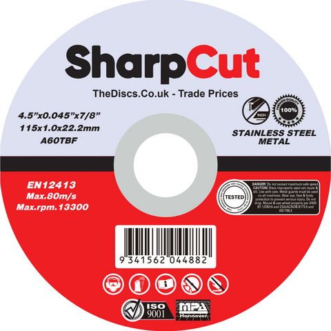 SharpCut Cutting Discs 1.2mm Ultra Thin 4 1/2" 115mm Angle Grinder Disc