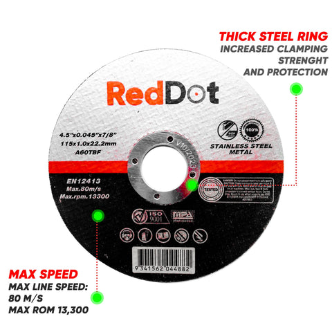 RedDot Cutting Discs 1.2mm Ultra Thin 4 1/2" 115mm Angle Grinder Disc