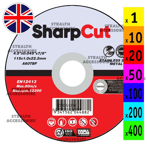 SharpCut Cutting Discs 1.2mm Ultra Thin 4 1/2" 115mm Angle Grinder Disc