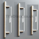Kitchen Cupboard Cabinet T-Bar Door Handle Brushed Steel